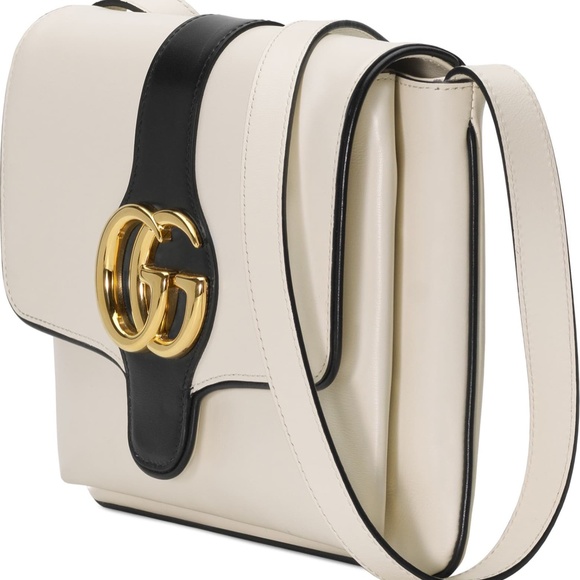 New Authentic Gucci  Leather Shoulder Bag Medium Black White - Picture 6 of 13